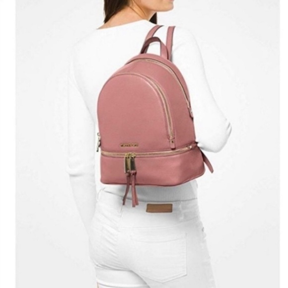 Michael Kors Rhea Medium Leather Designer Chic Fashionable Backpack MK - Picture 1 of 16